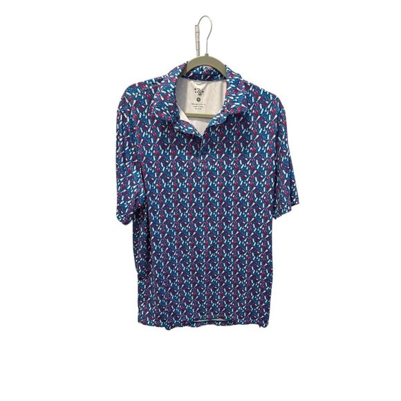 Mens 1776 Short-Sleeve Polo Shirt With Print Size M Blue/White Polo - Picture 1 of 5